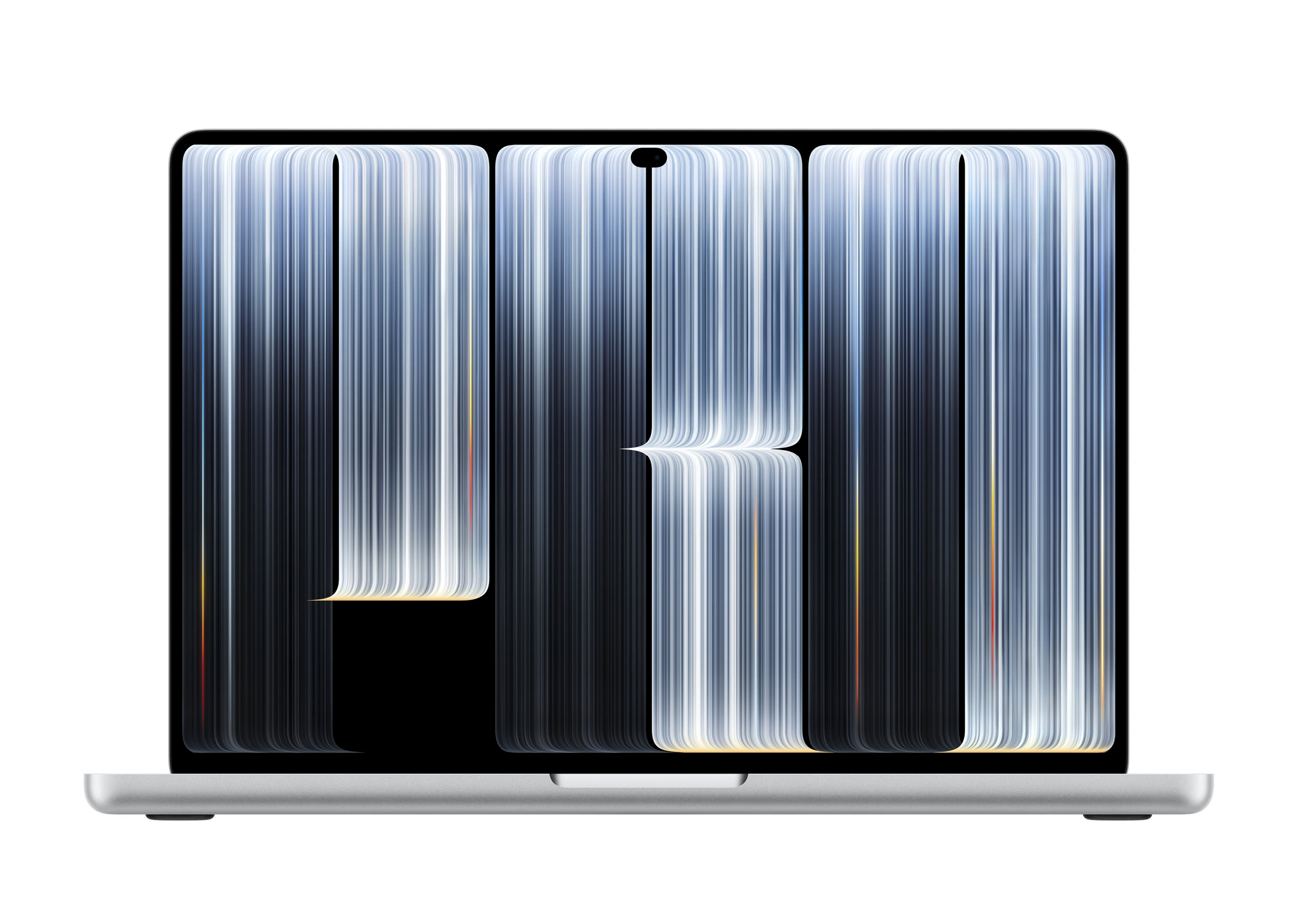 Apple MacBook Pro 14" in Silber mit PROLED XDR Display, Frontansicht
