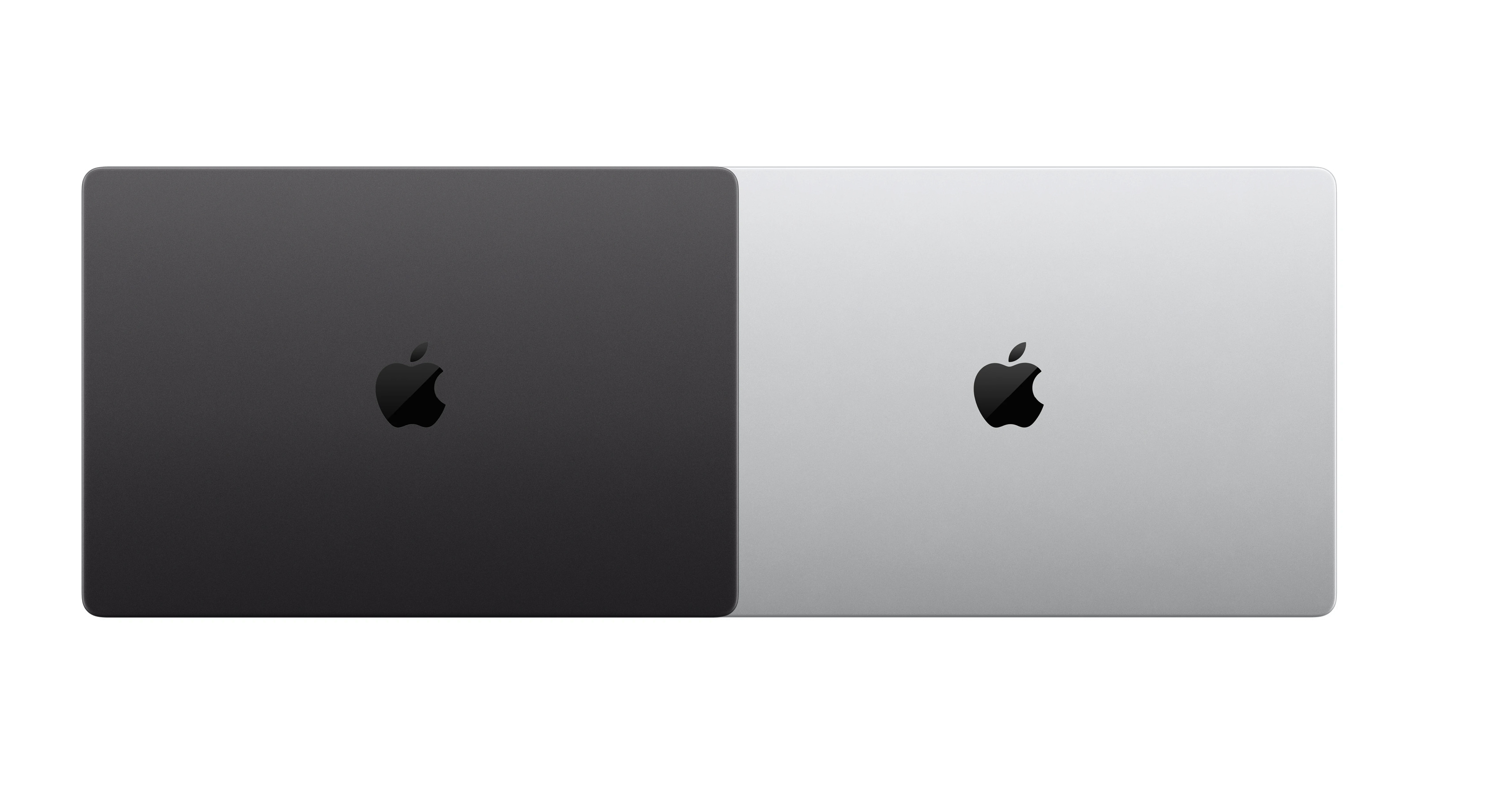 MacBook Pro PROLED XDR Display, Deckel mit Apple-Logo in Space Schwarz und Silber