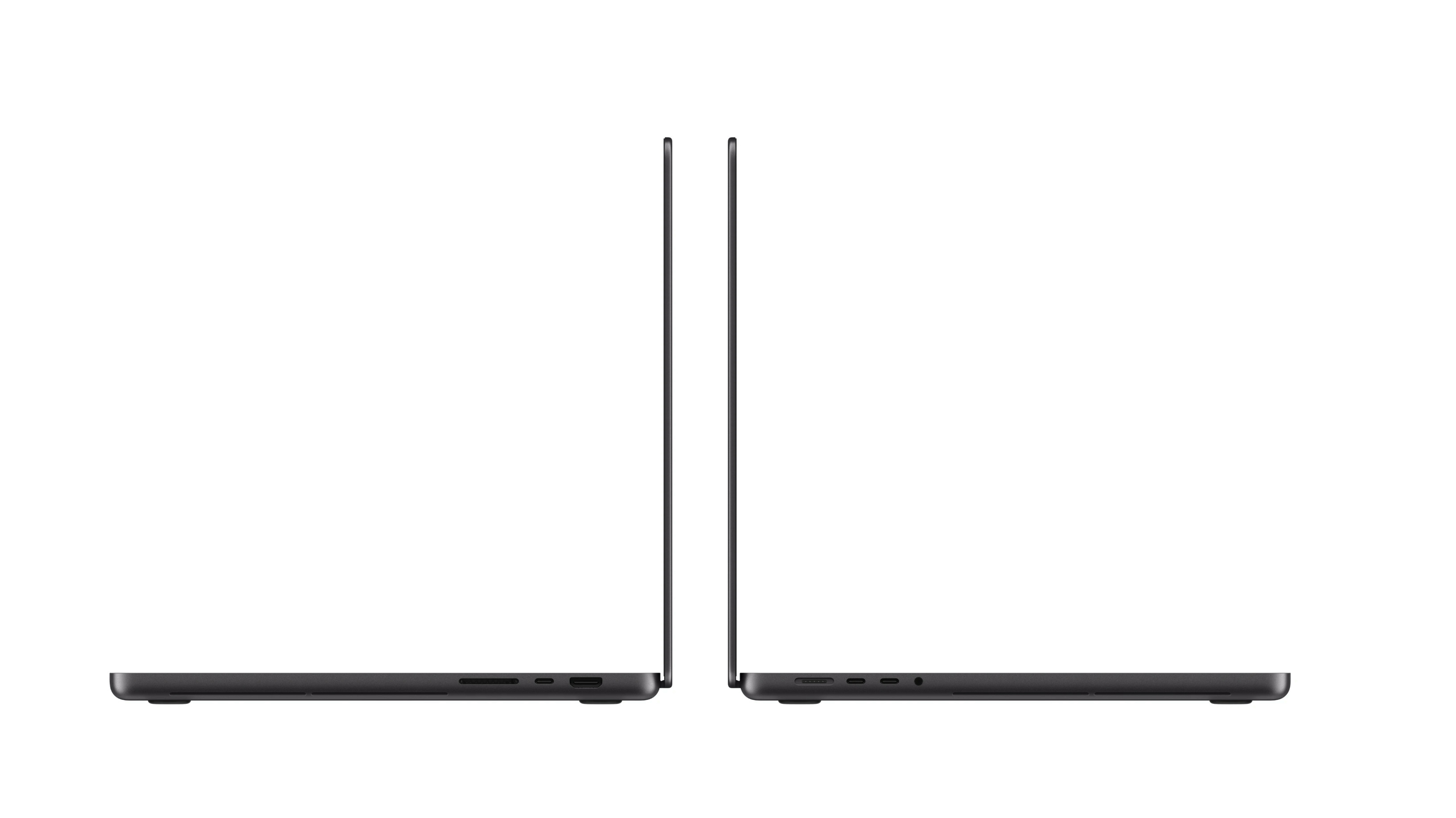 MacBook Pro 16 Zoll PROLED XDR Display Space Schwarz, Seitenansicht mit Anschlüssen